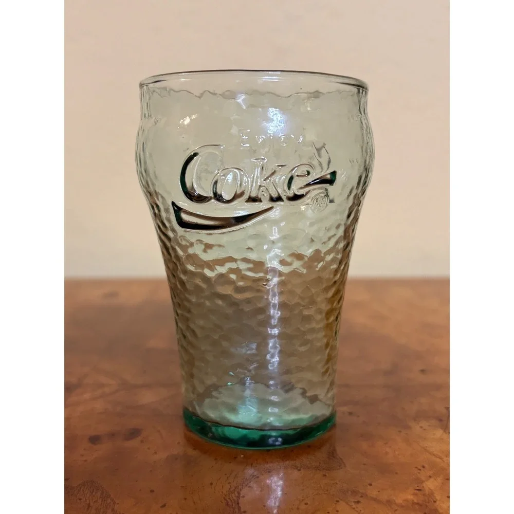 Vintage Coca Cola Mini Glass 4 Inch Georgia Green Pebbled Texture Coke Juice Cup